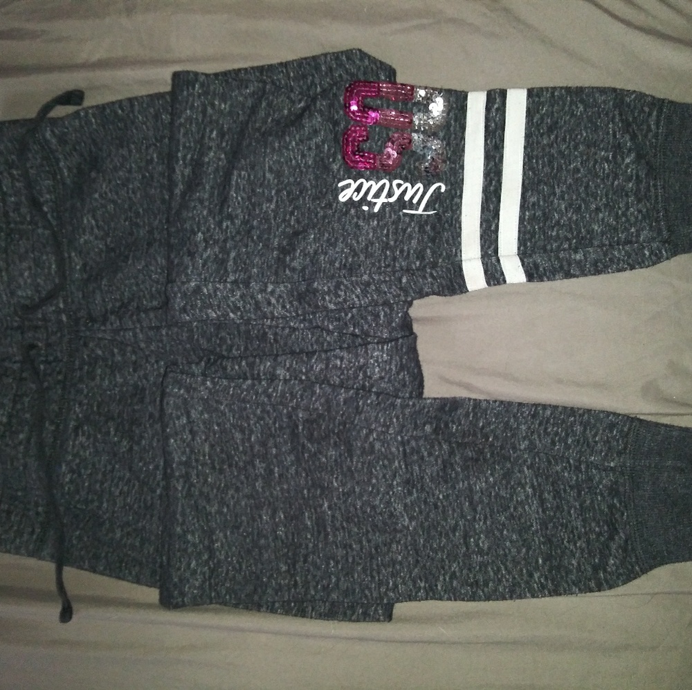 Dark grey printed joggers